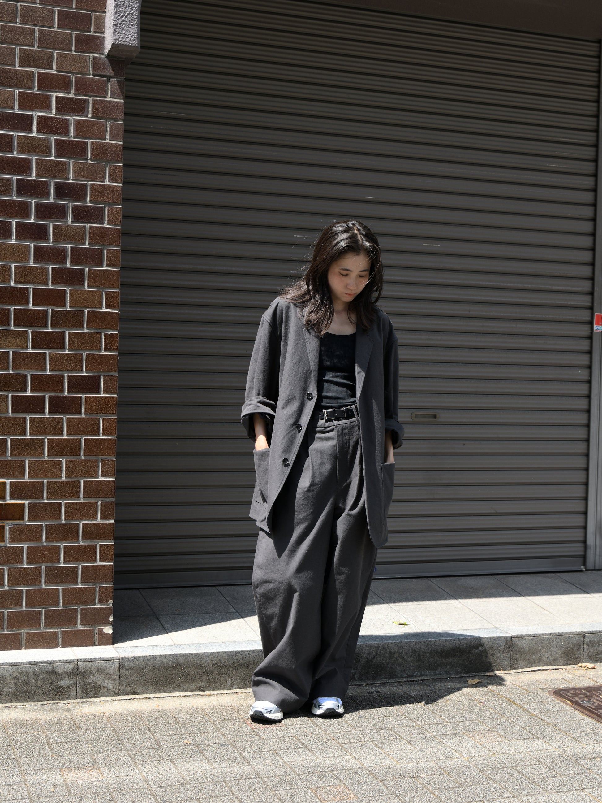 de dam foundation デダムファンデーション Nepped Cotton Jacket Nepped Cotton Trousers SUMI チャコール ジャケット　セットアップ ベーシック オランダ ユニセックス 26AW 愛知県 名古屋 丸の内 セレクトショップ THIRD PLACE サードプレイス