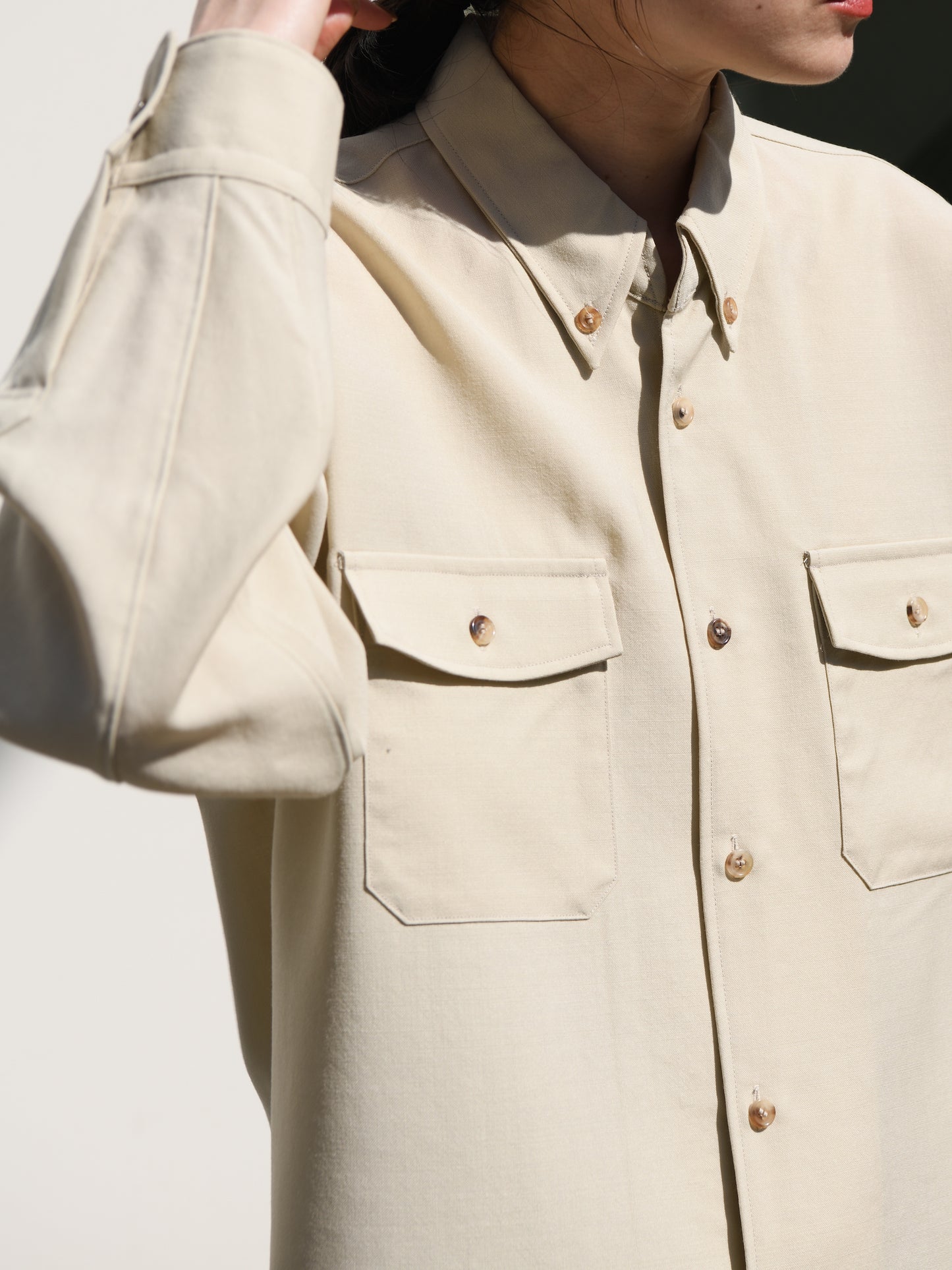 refomed リフォメッド WOOL MID RESH-YN01 モヘア ウール シャツ 長袖シャツ  快適 セットアップ 夏 春 秋 ベージュ ナチュラル 愛知県 名古屋 丸の内 セレクトショップ THIRD PLACE サードプレイス