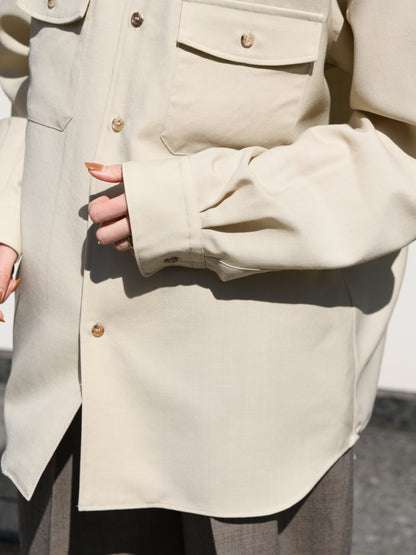 refomed リフォメッド WOOL MID RESH-YN01 モヘア ウール シャツ 長袖シャツ  快適 セットアップ 夏 春 秋 ベージュ ナチュラル 愛知県 名古屋 丸の内 セレクトショップ THIRD PLACE サードプレイス