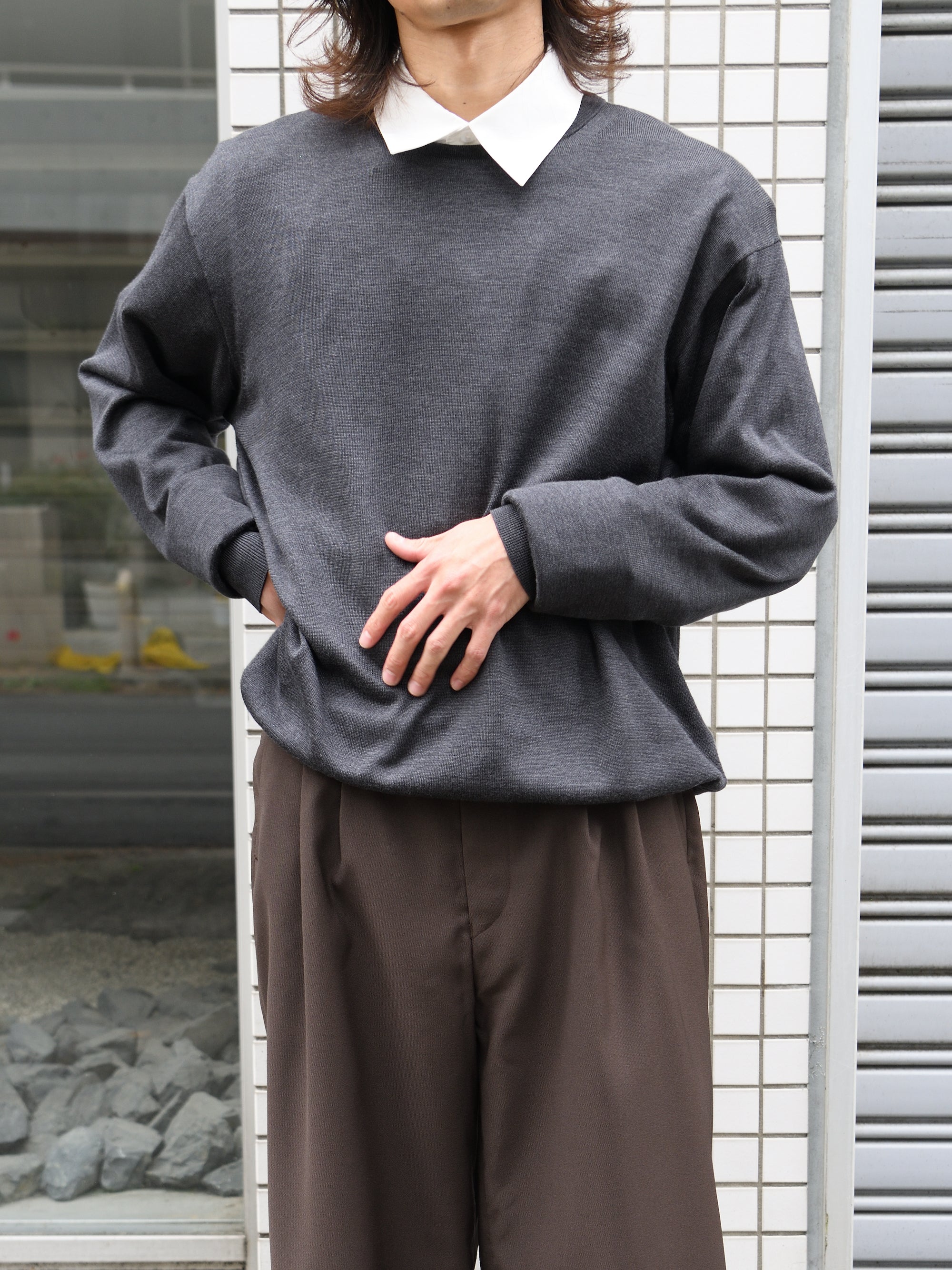 MEIAS シルク ニット クルーネックニット Mサイズ MEIAS for THIRD PLACE 