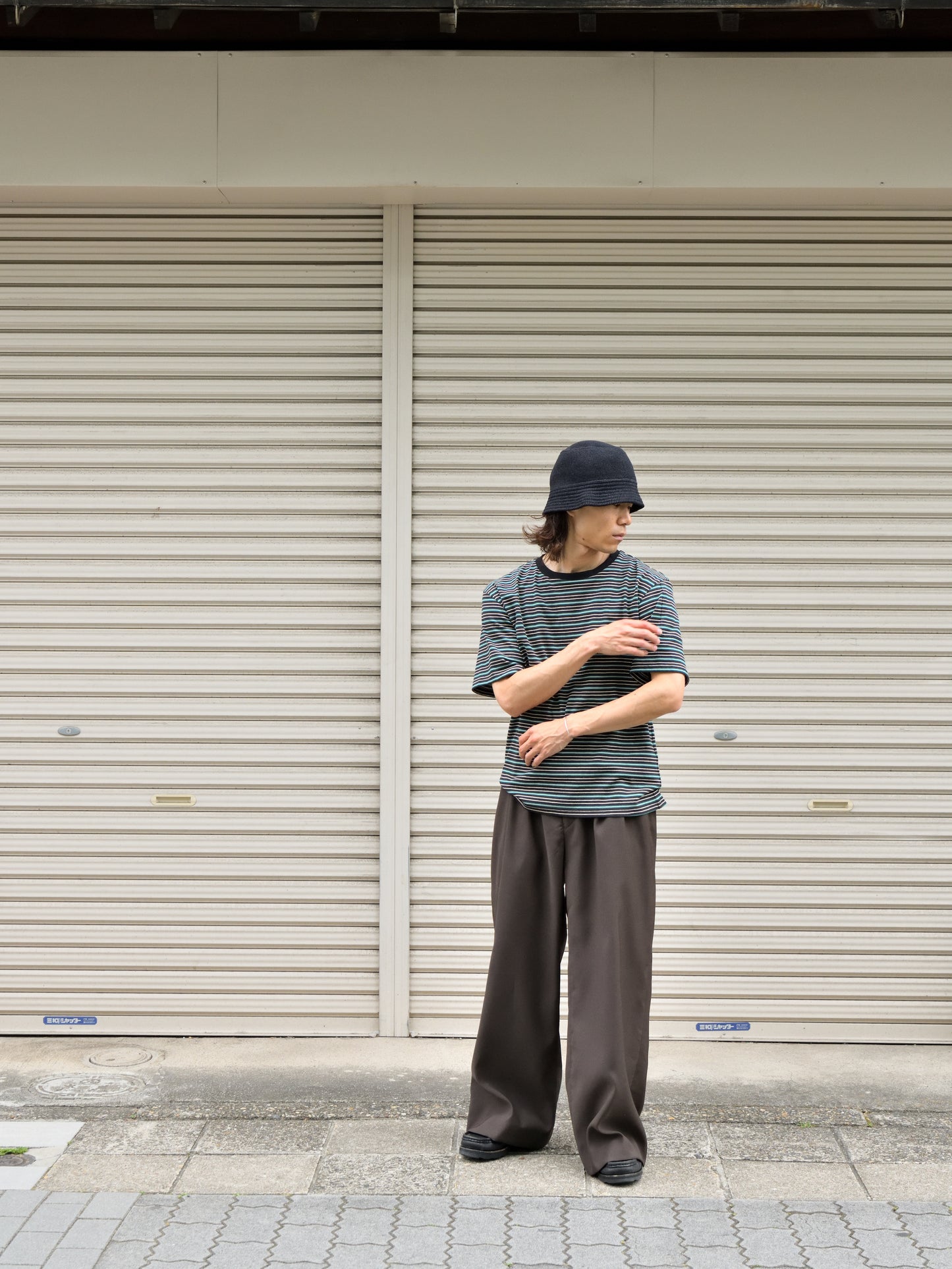 TOZAOU トザオウ Service Border Tee TOZ-26SS-CSTE01 Tシャツ ボーダー マルチ ブラック 春夏 26SS 愛知県 名古屋 丸の内 セレクトショップ THIRD PLACE サードプレイスCOMESANDGOES カムズアンドゴーズ　27207 和紙 KNIT FLAT HAT ハット コットン 和紙 ポリエステル 洗える 洗濯可能 通販 