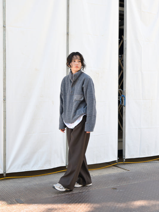 andwander アンドワンダー wool fleece pullover 574-6281053 GRAY グレー フリース ウール ポリエステル アウトドア 登山 キャンプ 26FW 日本取り扱い 名古屋 丸の内 セレクトショップ THIRD PLACE サードプレイス