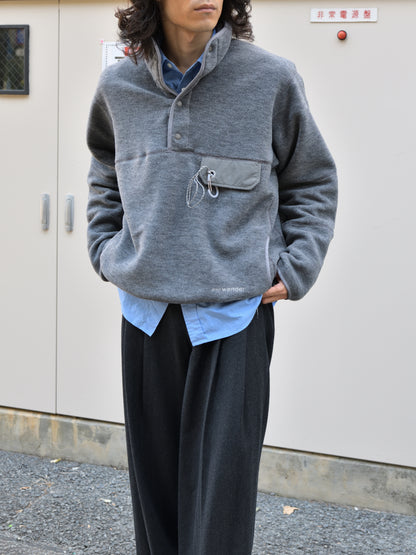 andwander アンドワンダー wool fleece pullover 574-6281053 GRAY グレー フリース ウール ポリエステル アウトドア 登山 キャンプ 26FW 日本取り扱い 名古屋 丸の内 セレクトショップ THIRD PLACE サードプレイス