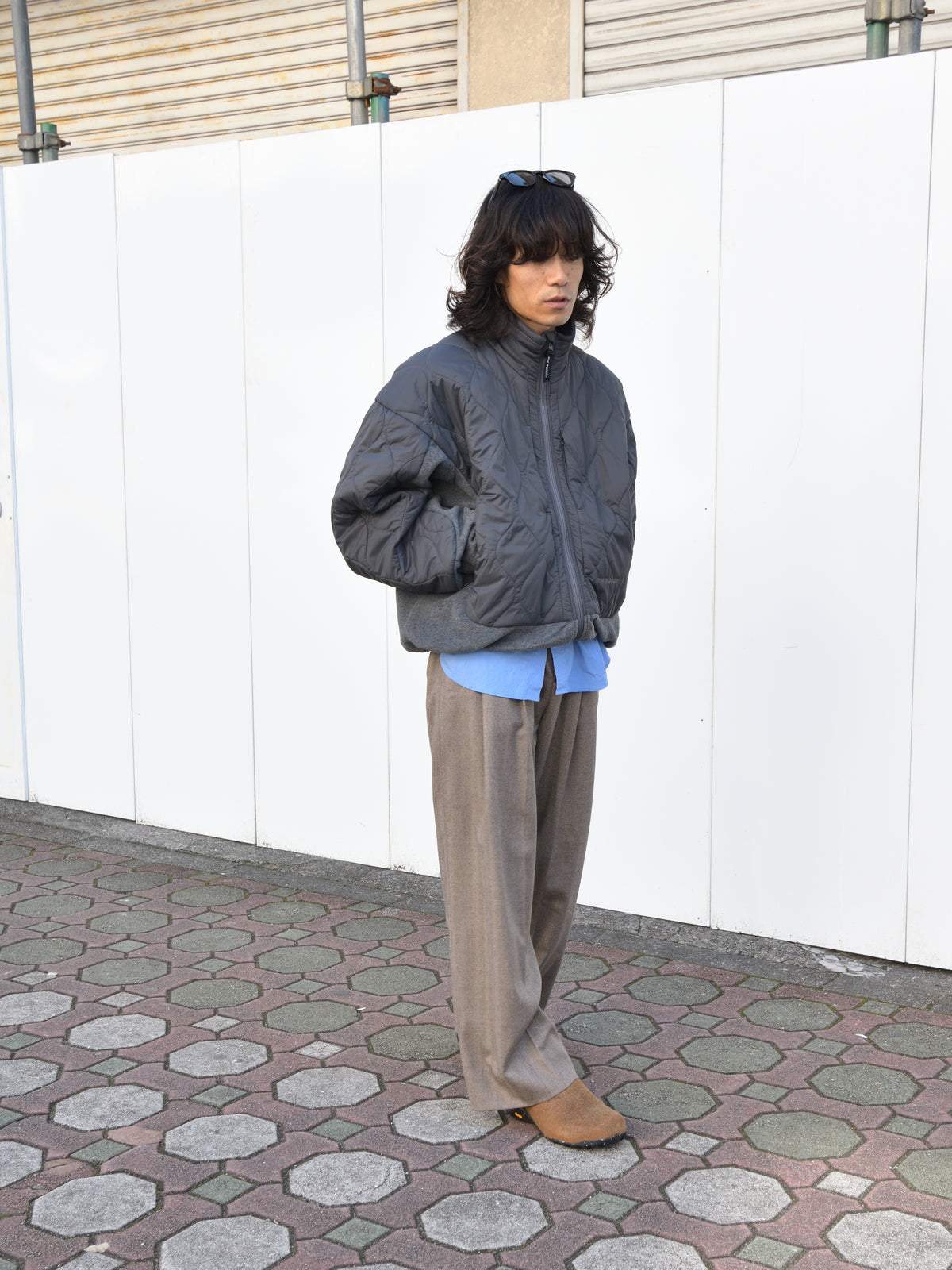andwander アンドワンダー quilting fleece jacket 574-6281040 GRAY グレー フリース ジャケット ナイロン アウトドア 登山 キャンプ 26FW 日本取り扱い 名古屋 丸の内 セレクトショップ THIRD PLACE サードプレイス
