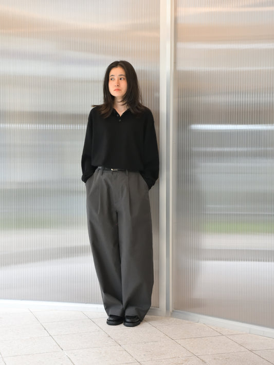 de dam foundation デダムファンデーション Nepped Cotton Trousers SUMI チャコール トラウザーズ セットアップ ベーシック オランダ refomed リフォメッド SOFT FORM REKN-YN01 カシミヤ シルク ポロシャツ 26AW BLACK ブラック 夏 春 秋 愛知県 名古屋 丸の内 セレクトショップ THIRD PLACE サードプレイス
