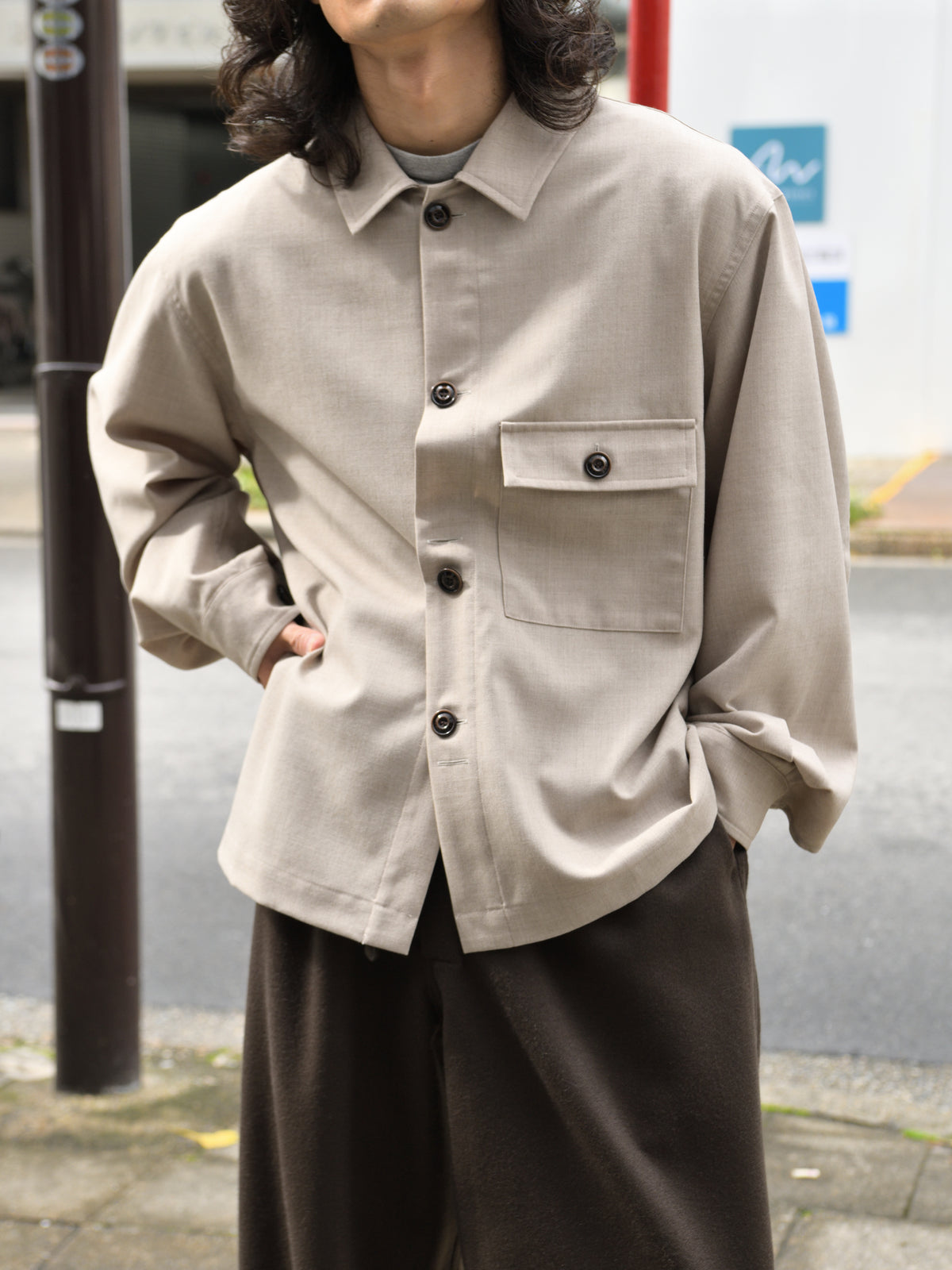 refomed リフォメッド Skip Box SHIRT "TW" NATURAL ナチュラル RESH-039 ポリエステル  ウール WOOL POLYESTER シャツ 26aw 春夏 日本取り扱い 名古屋 丸の内 セレクトショップ THIRD PLACE サードプレイス