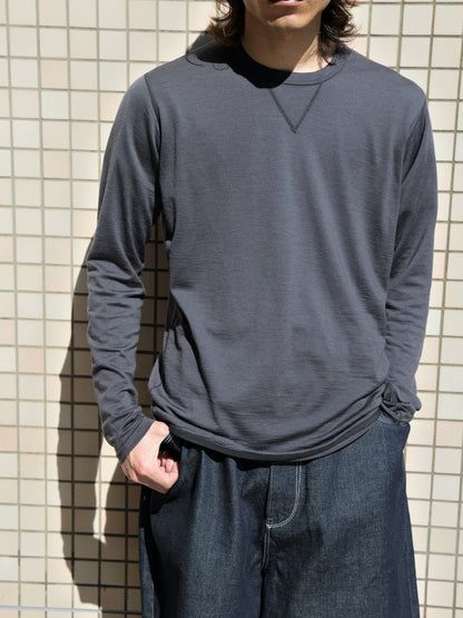 and wander アンドワンダー merino base LS T 574-6964026 メリノウール アウトドア 快適 charcoal チャコール 日本 名古屋 セレクトショップ THIRD PLACE サードプレイス 名古屋 愛知県 東海 セレクトショップ THIRD PLACE サードプレイス