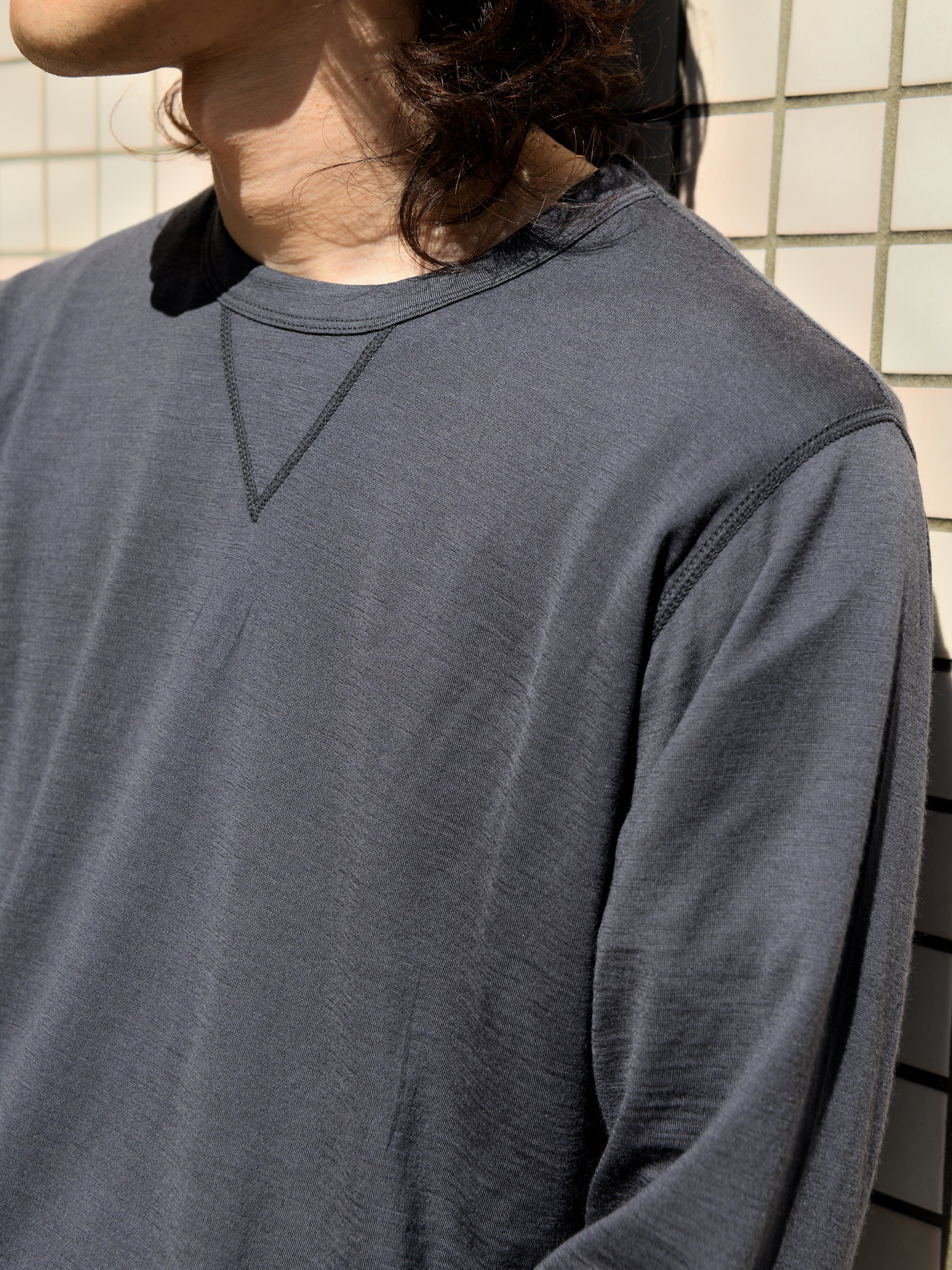 and wander アンドワンダー merino base LS T 574-6964026 メリノウール アウトドア 快適 charcoal チャコール 日本 名古屋 セレクトショップ THIRD PLACE サードプレイス 名古屋 愛知県 東海 セレクトショップ THIRD PLACE サードプレイス