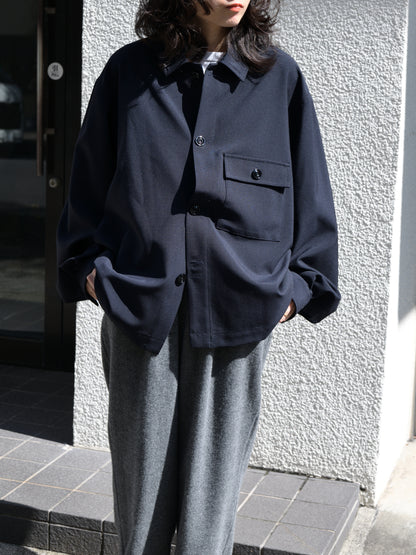 refomed リフォメッド Skip Box SHIRT "TW" NAVY ネイビー RESH-039 ポリエステル  ウール WOOL POLYESTER シャツ 26aw 春夏 日本取り扱い 名古屋 丸の内 セレクトショップ THIRD PLACE サードプレイス