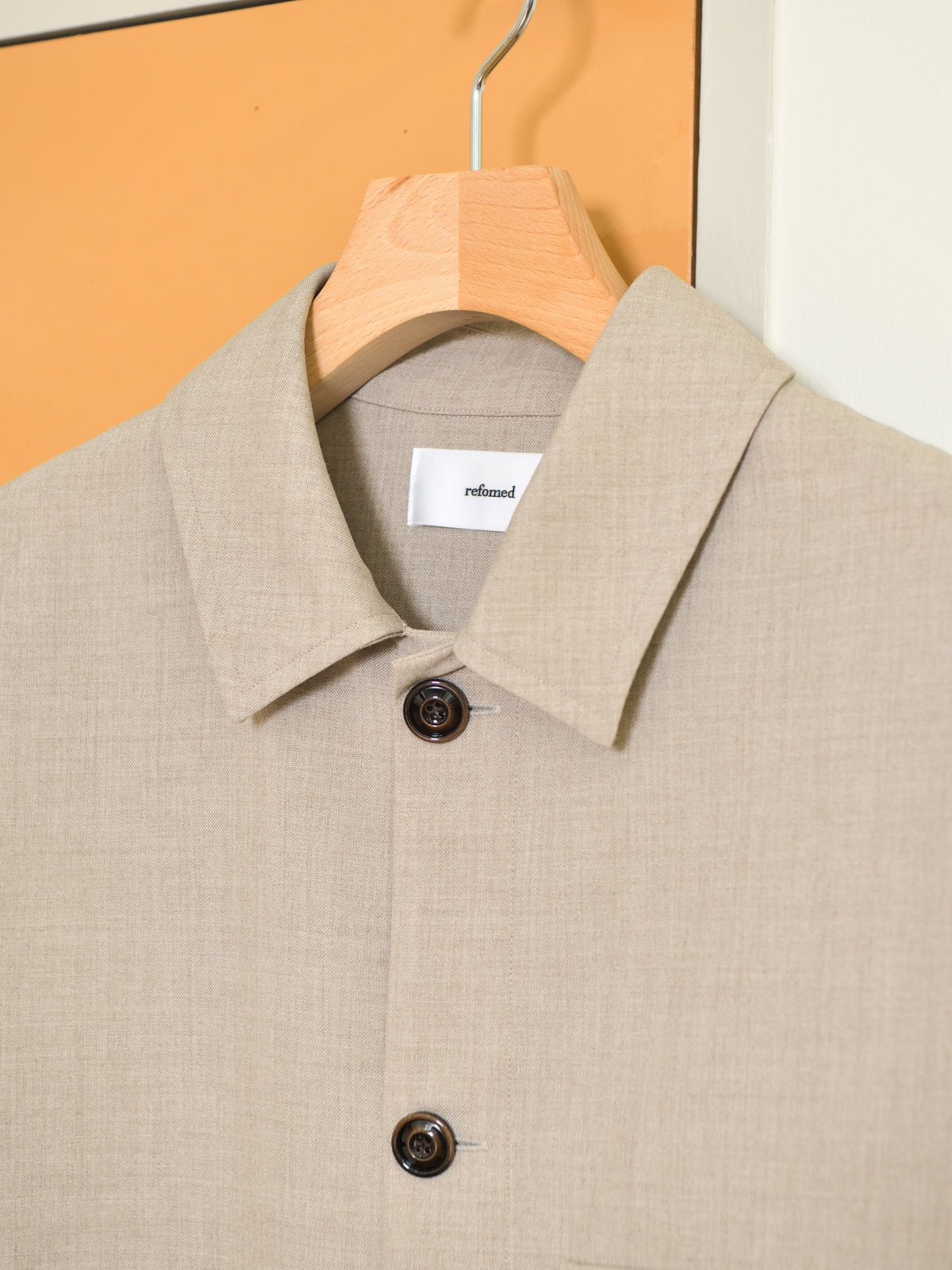 refomed リフォメッド Skip Box SHIRT "TW" NATURAL ナチュラル RESH-039 ポリエステル  ウール WOOL POLYESTER シャツ 26aw 春夏 日本取り扱い 名古屋 丸の内 セレクトショップ THIRD PLACE サードプレイス
