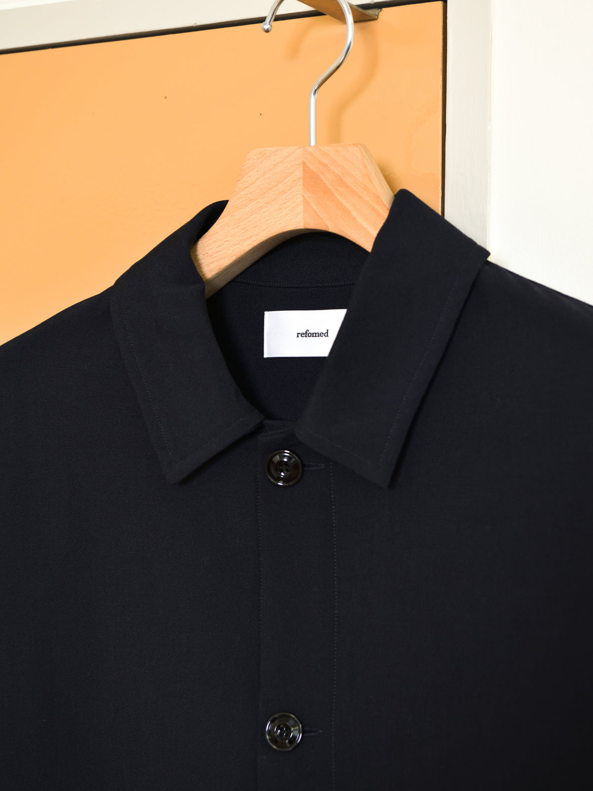 refomed リフォメッド Skip Box SHIRT "TW" NAVY ネイビー RESH-039 ポリエステル  ウール WOOL POLYESTER シャツ 26aw 春夏 日本取り扱い 名古屋 丸の内 セレクトショップ THIRD PLACE サードプレイス