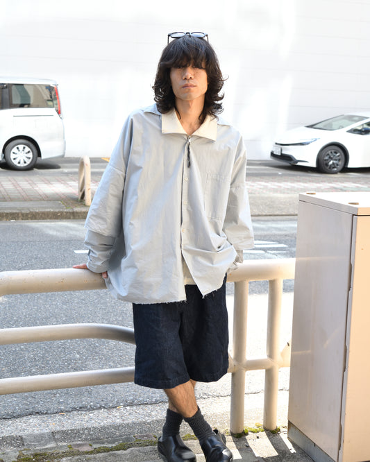 CAMIEL FORTGENS カミエルフォートヘンス DOUBLE SLEEVE SHIRT LIGHT GREY グレー CF.22.04.04.02 シャツ 定番 コットン オランダ 26aw 春夏 日本取り扱い 名古屋 丸の内 セレクトショップ THIRD PLACE サードプレイス