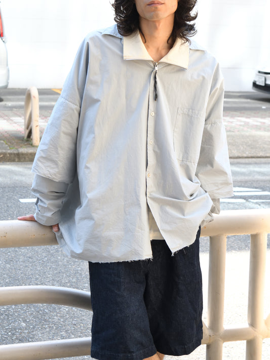 CAMIEL FORTGENS カミエルフォートヘンス DOUBLE SLEEVE SHIRT LIGHT GREY グレー CF.22.04.04.02 シャツ 定番 コットン オランダ 26aw 春夏 日本取り扱い 名古屋 丸の内 セレクトショップ THIRD PLACE サードプレイス