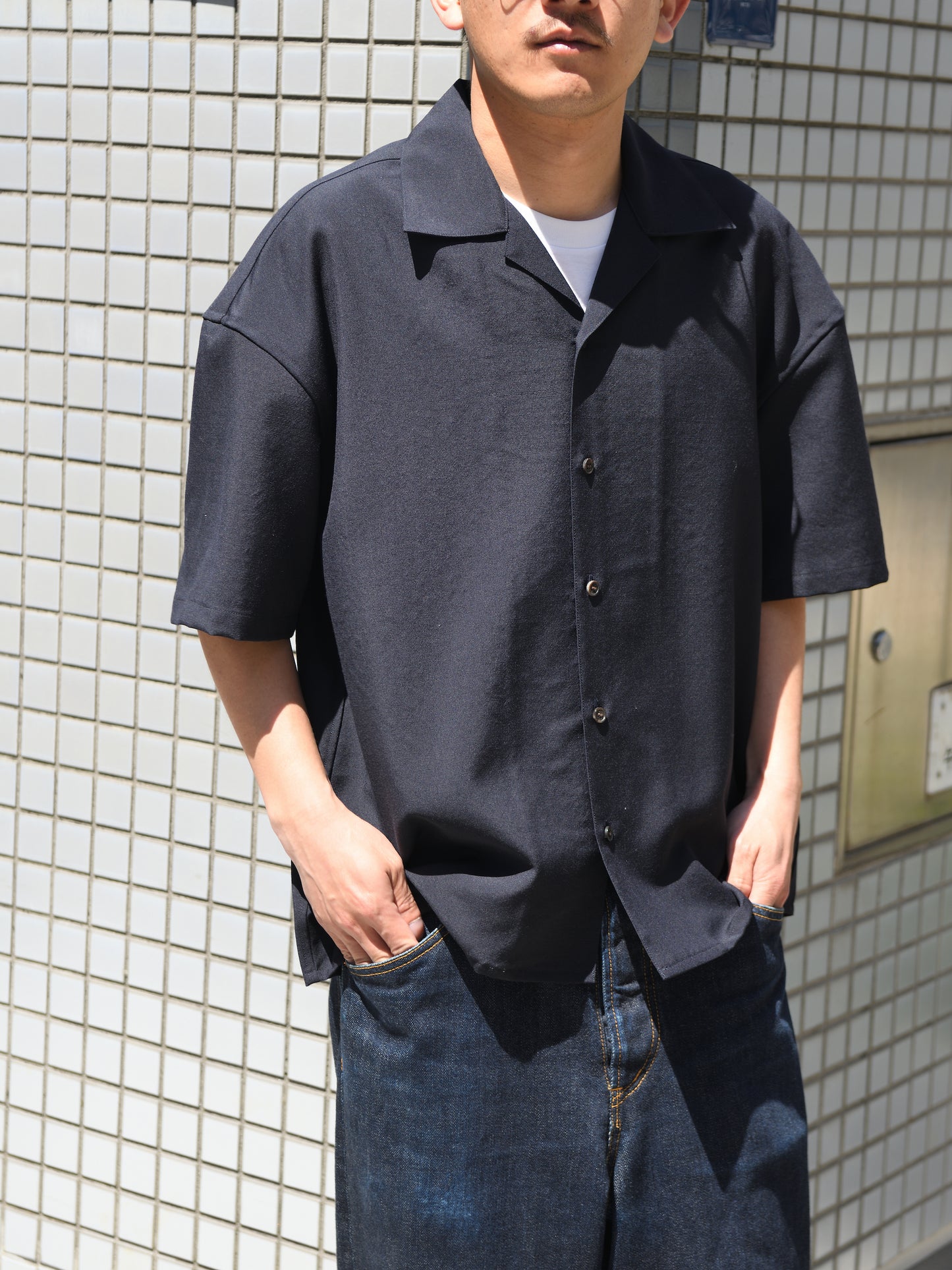 refomed リフォメッド WOOL DRIFT RESH-YN02 モヘア ウール シャツ 半袖シャツ  快適 セットアップ 夏 春 ネイビー 愛知県 名古屋 丸の内 セレクトショップ THIRD PLACE サードプレイス