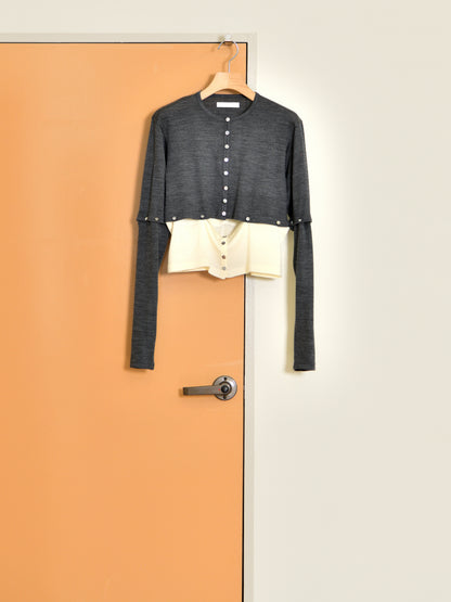 KAYLE WOOL JERSEY DETACHABLE CARDIGAN K-2209 GRAY グレー  IVORY アイボリー WOOL ウール レディース 26FW 日本取り扱い 名古屋 丸の内 セレクトショップ THIRD PLACE サードプレイス