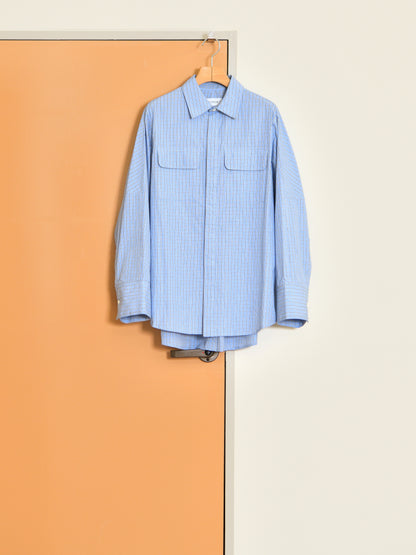 BELPER ROUND PLAID SHIRT 2514-1226P BLUE ブルー COTTON コットン  レディース 26FW 日本取り扱い 名古屋 丸の内 セレクトショップ THIRD PLACE サードプレイス