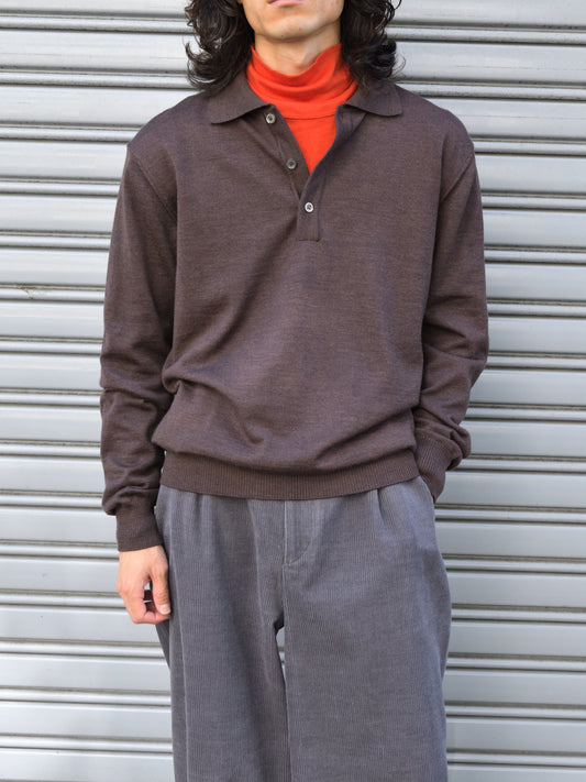 ANOTHER ASPECT アナザーアスペクト POLO SHIRT 2.0 BROWN MELANGE  ブラウン ポロシャツ ウール ベーシック デンマーク ユニセックス 26AW 愛知県 名古屋 丸の内 セレクトショップ THIRD PLACE サードプレイス