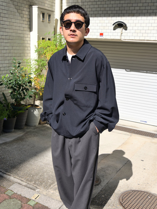 refomed リフォメッド Skip Box SHIRT "TW" NAVY ネイビー RESH-039 ポリエステル  ウール WOOL POLYESTER シャツ 26aw 春夏 日本取り扱い 名古屋 丸の内 セレクトショップ THIRD PLACE サードプレイス