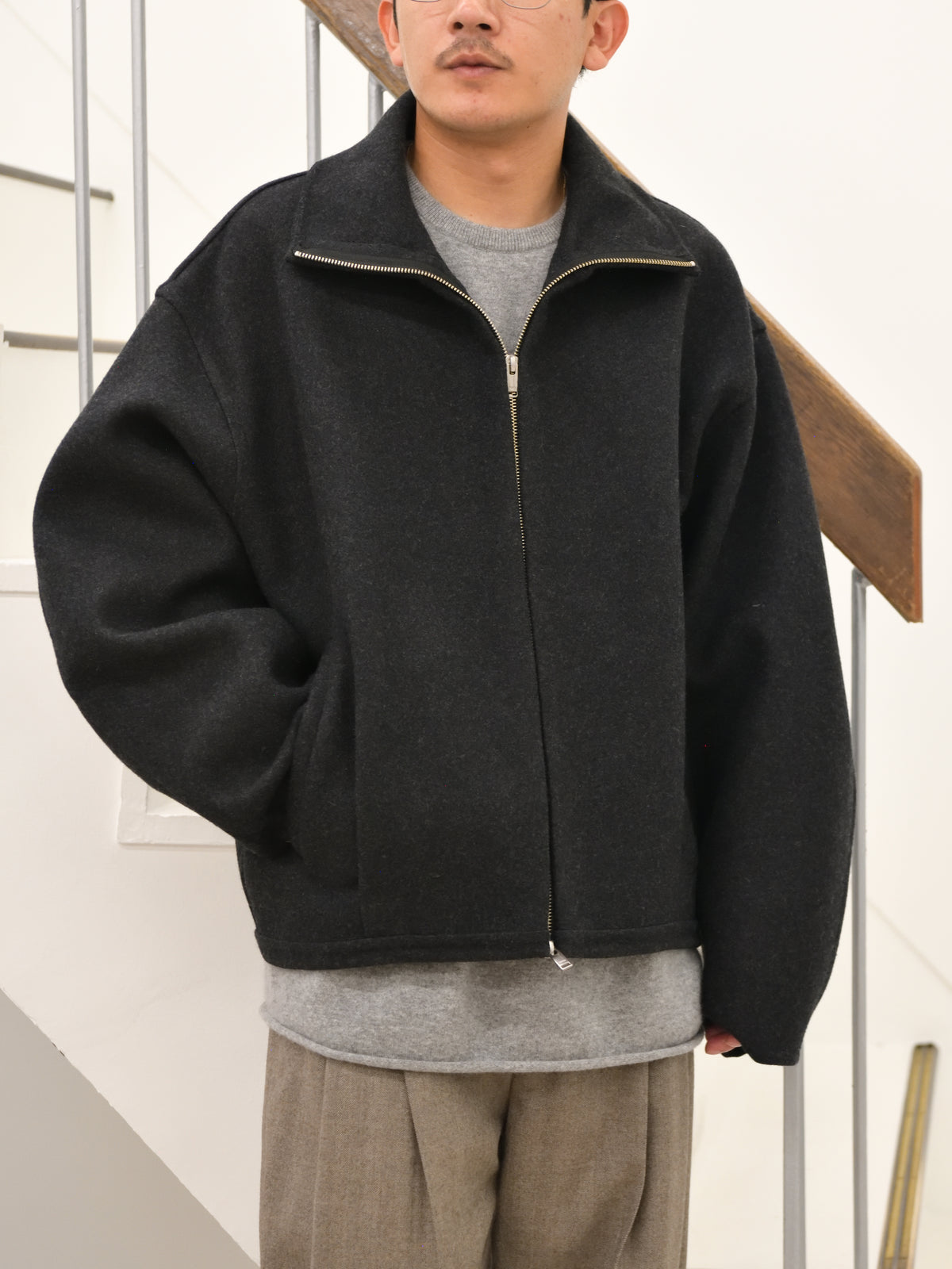 YOKE ヨーク Wool Cashmere Balloon Silhouette Blouson YK26FW01318B ウール カシミア ブルゾン CHARCOAL チャコール 26FW 日本取り扱い 名古屋 丸の内 セレクトショップ THIRD PLACE サードプレイス