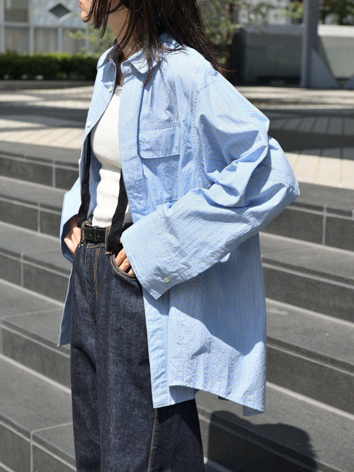 BELPER ROUND PLAID SHIRT 2514-1226P BLUE ブルー COTTON コットン  レディース 26FW 日本取り扱い 名古屋 丸の内 セレクトショップ THIRD PLACE サードプレイス