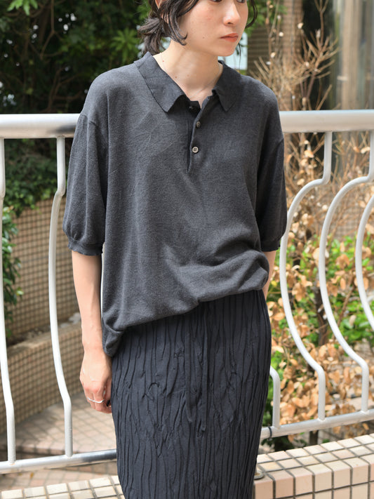 MEIAS メイアス シルク ニット SILK KNIT POLO SHIRTS SLPO-6S20-TP  別注 チャコール エクスクルーシブ 限定 日本取り扱い 名古屋 丸の内 セレクトショップ THIRD PLACE サードプレイス