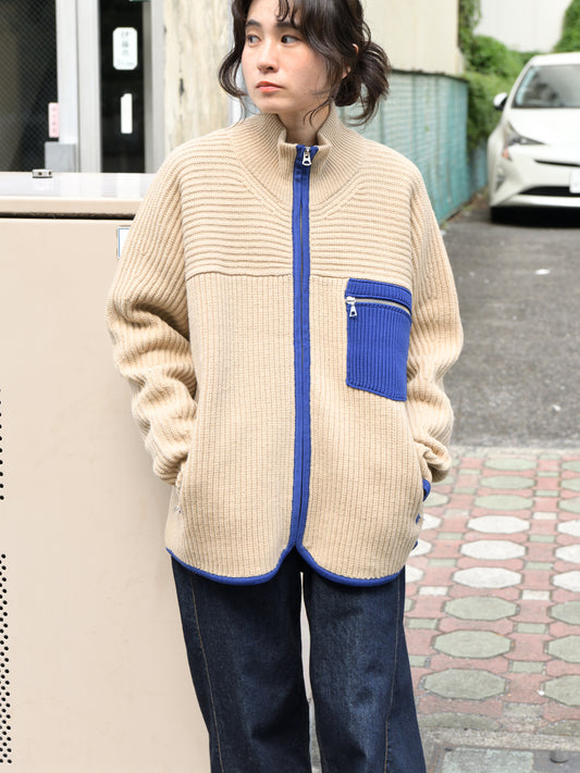 MEIAS メイアス MOUNTAIN KNIT ZIP BLOUSON BEIGE ベージュ FRCD-6A16 ジャケット ウール ニット アウトドア 登山 キャンプ 26FW 日本取り扱い 名古屋 丸の内 セレクトショップ THIRD PLACE サードプレイス