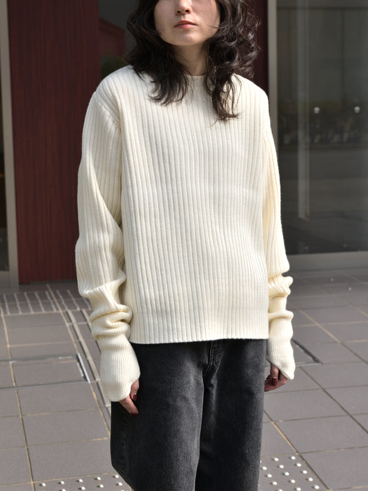MEIAS メイアス MILITARY KNIT PO OFFWHITE オフホワイト ニット WEPO-5A08 WOOL ウール クルーネック 26FW 日本取り扱い 名古屋 丸の内 セレクトショップ THIRD PLACE サードプレイス