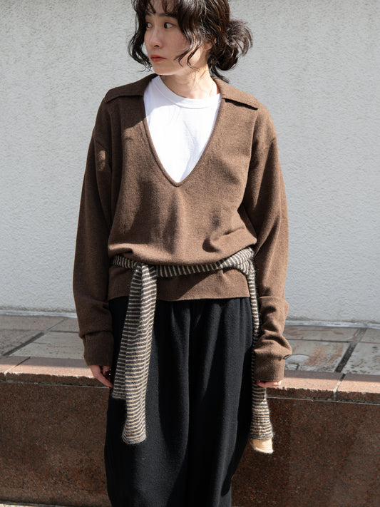 KAYLE ケイル COLLARED V-NECK KNIT BROWN K-2105 ブラウン メリノウール ウール レディース 26FW 日本取り扱い 名古屋 丸の内 セレクトショップ THIRD PLACE サードプレイス