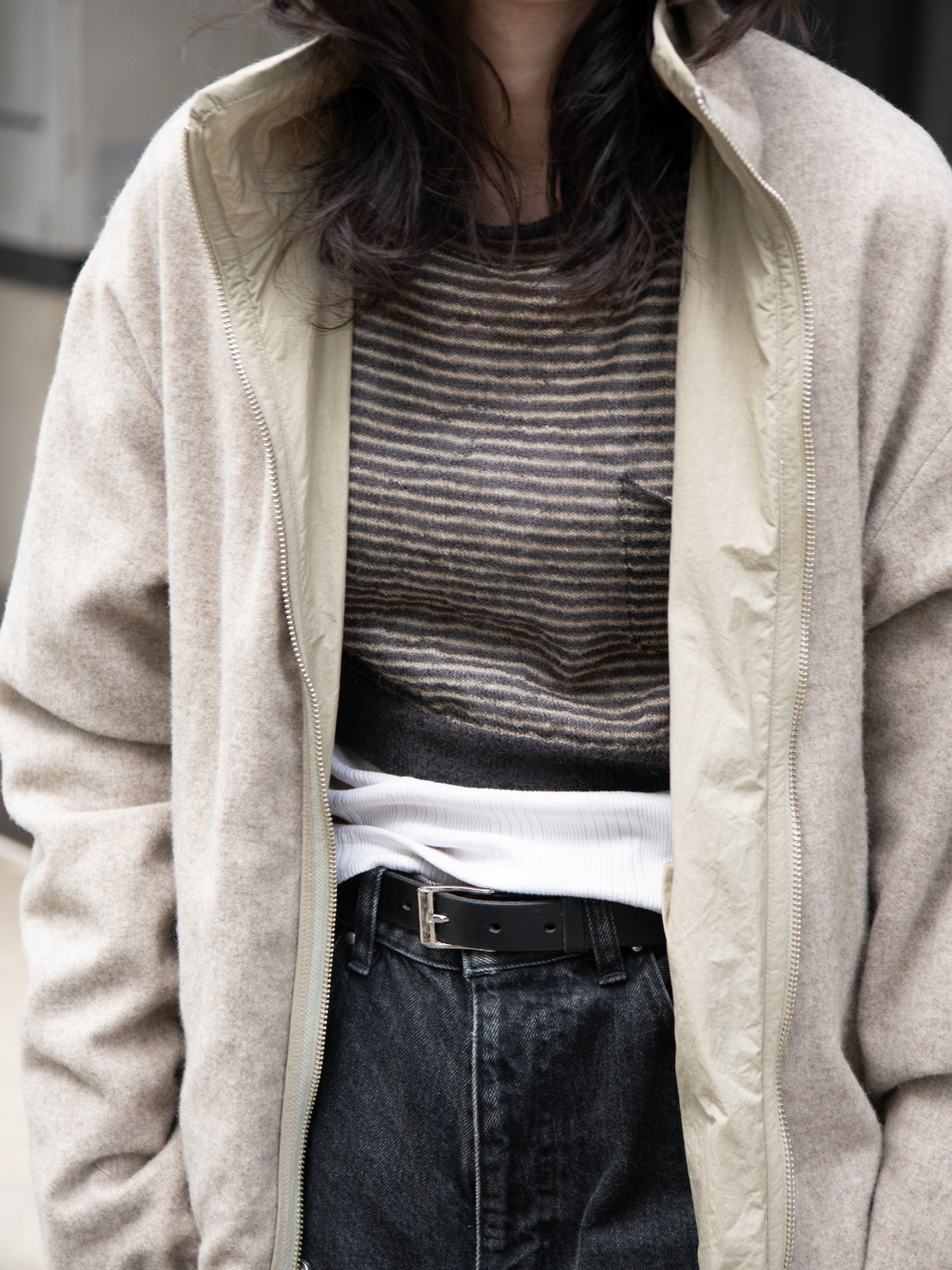KAYLE SUPER KID MOHAIR POCKET CROPPED TOP K-2109 BEIGE ベージュ CHARCOAL チャコール モヘア ナイロン レディース 26FW 日本取り扱い 名古屋 丸の内 セレクトショップ THIRD PLACE サードプレイス