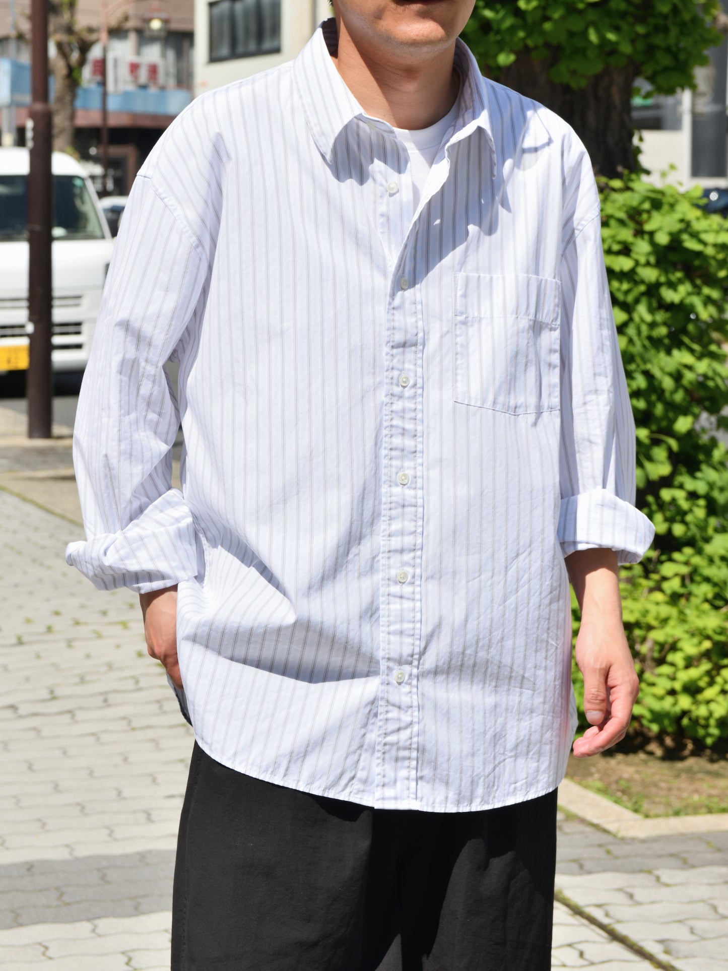 SUNFLOWER サンフラワー NEW BASE SHIRT 1308 シャツ ベーシック BLUE ストライプ ホワイト 定番 日本 名古屋 セレクトショップ THIRD PLACE サードプレイス 名古屋 愛知県 東海 セレクトショップ THIRD PLACE サードプレイス