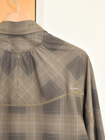 SATISFY サティスファイ Peace Shell River Shirt GREEN CHECK 11143-91F02 ポリエステル シャツ スナップボタン ランニング レギュラーカラー アウトドア 26FW 日本取り扱い 名古屋 丸の内 セレクトショップ THIRD PLACE サードプレイス