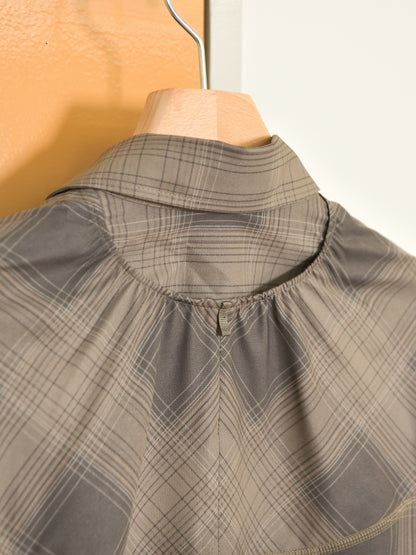 SATISFY サティスファイ Peace Shell River Shirt GREEN CHECK 11143-91F02 ポリエステル シャツ スナップボタン ランニング レギュラーカラー アウトドア 26FW 日本取り扱い 名古屋 丸の内 セレクトショップ THIRD PLACE サードプレイス
