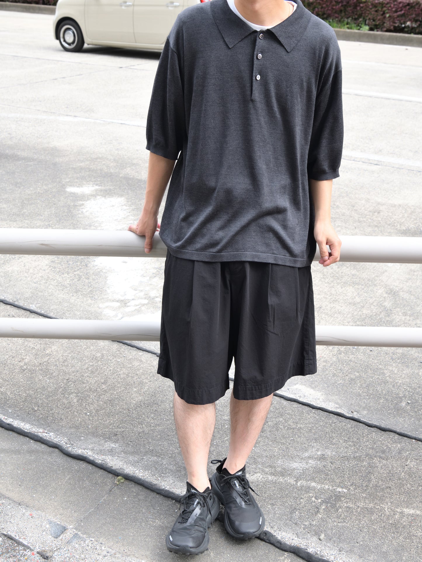 MEIAS メイアス シルク ニット SILK KNIT POLO SHIRTS SLPO-6S20-TP  別注 チャコール エクスクルーシブ 限定 日本取り扱い 名古屋 丸の内 セレクトショップ THIRD PLACE サードプレイス HERILL ヘリル Ripstop Chinoshorts 26-030-HL-8260-10 コットン ショーツ リップストップ 快適 ブラック 夏 セットアップ 愛知県 名古屋 丸の内 セレクトショップ THIRD PLACE サードプレイス