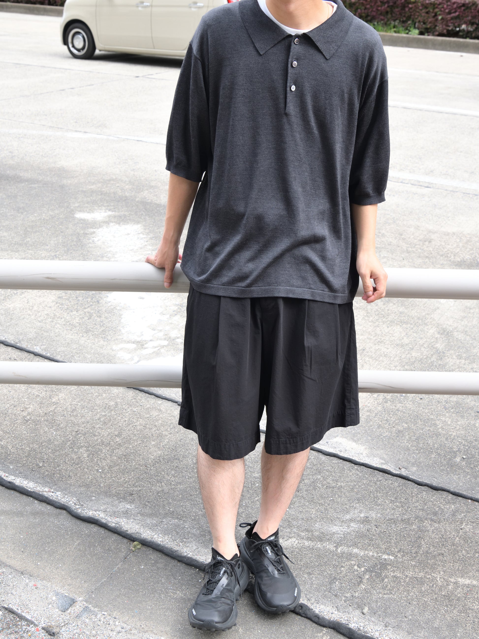 MEIAS メイアス シルク ニット SILK KNIT POLO SHIRTS SLPO-6S20-TP  別注 チャコール エクスクルーシブ 限定 日本取り扱い 名古屋 丸の内 セレクトショップ THIRD PLACE サードプレイス HERILL ヘリル Ripstop Chinoshorts 26-030-HL-8260-10 コットン ショーツ リップストップ 快適 ブラック 夏 セットアップ 愛知県 名古屋 丸の内 セレクトショップ THIRD PLACE サードプレイス