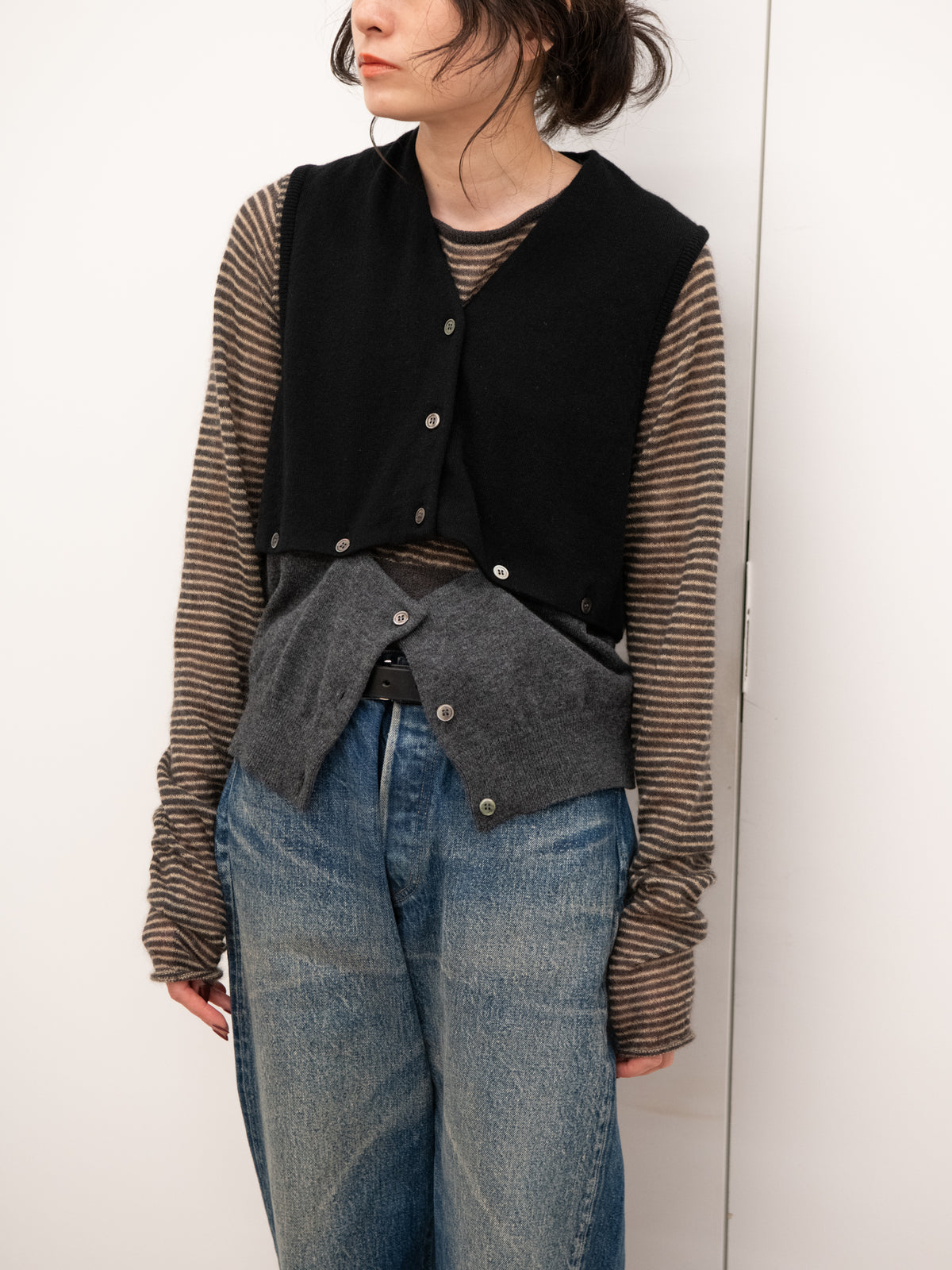 KAYLE SUPER KID MOHAIR POCKET CROPPED TOP K-2109 BEIGE ベージュ CHARCOAL チャコール モヘア ナイロン レディース 26FW 日本取り扱い 名古屋 丸の内 セレクトショップ THIRD PLACE サードプレイス