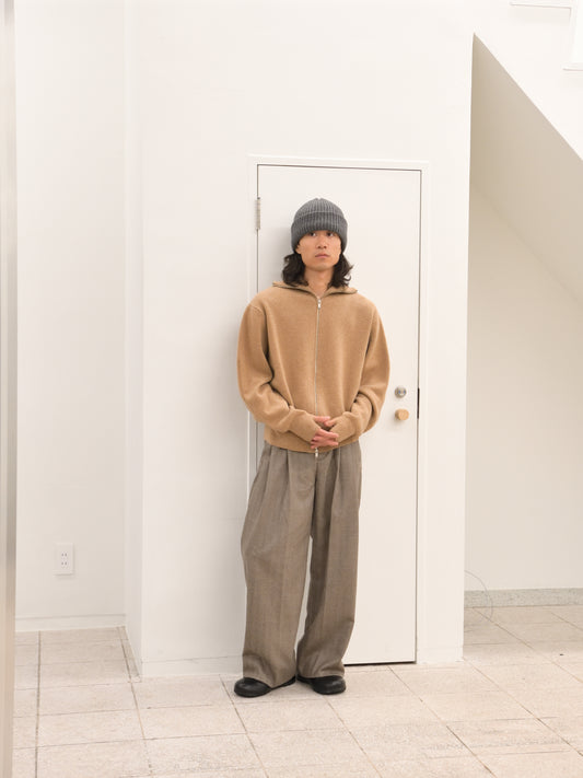 YOKE "Cashmere Highneck Zip Blouson(BEIGE)"
