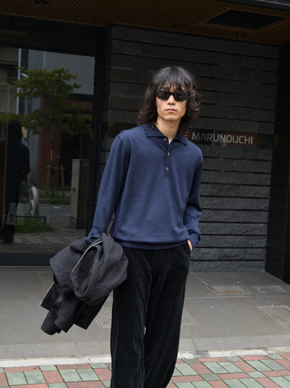 ANOTHER ASPECT アナザーアスペクト POLO SHIRT 2.0 NAVY ネイビー ポロシャツ ウール ベーシック デンマーク ユニセックス 26AW 愛知県 名古屋 丸の内 セレクトショップ THIRD PLACE サードプレイス