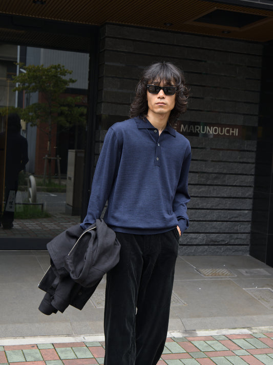 ANOTHER ASPECT アナザーアスペクト POLO SHIRT 2.0 NAVY ネイビー ポロシャツ ウール ベーシック デンマーク ユニセックス 26AW 愛知県 名古屋 丸の内 セレクトショップ THIRD PLACE サードプレイス