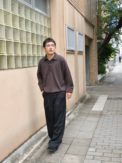 ANOTHER ASPECT アナザーアスペクト POLO SHIRT 2.0 BROWN MELANGE  ブラウン ポロシャツ ウール ベーシック デンマーク ユニセックス 26AW 愛知県 名古屋 丸の内 セレクトショップ THIRD PLACE サードプレイス