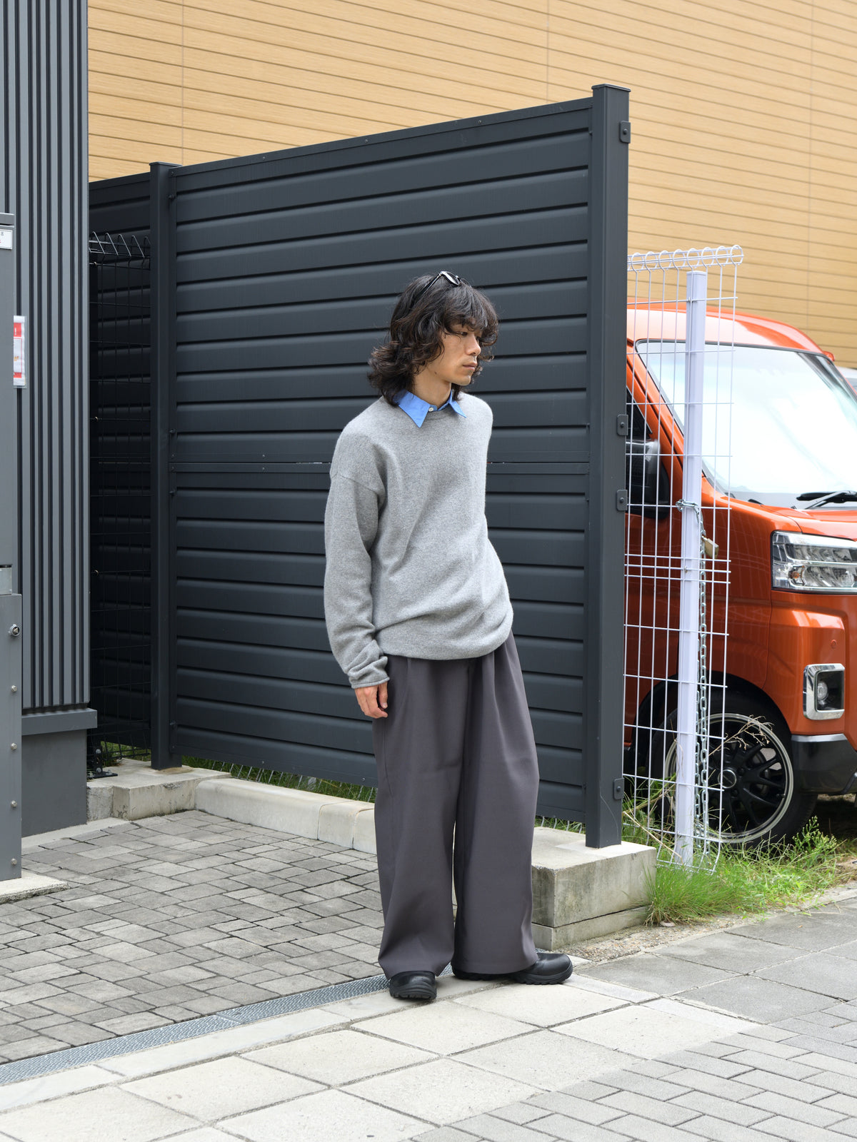 extreme cashmere エクストリームカシミヤ paolo n.493  GOAT ゴート グレー カシミヤ コットン ユニセックス オランダ Ernie Palo アーニーパロ Standard Shirt EP12SH01 シャツ サックス SAX ベーシック ユニセックス 26AW 愛知県 名古屋 丸の内 セレクトショップ THIRD PLACE サードプレイス