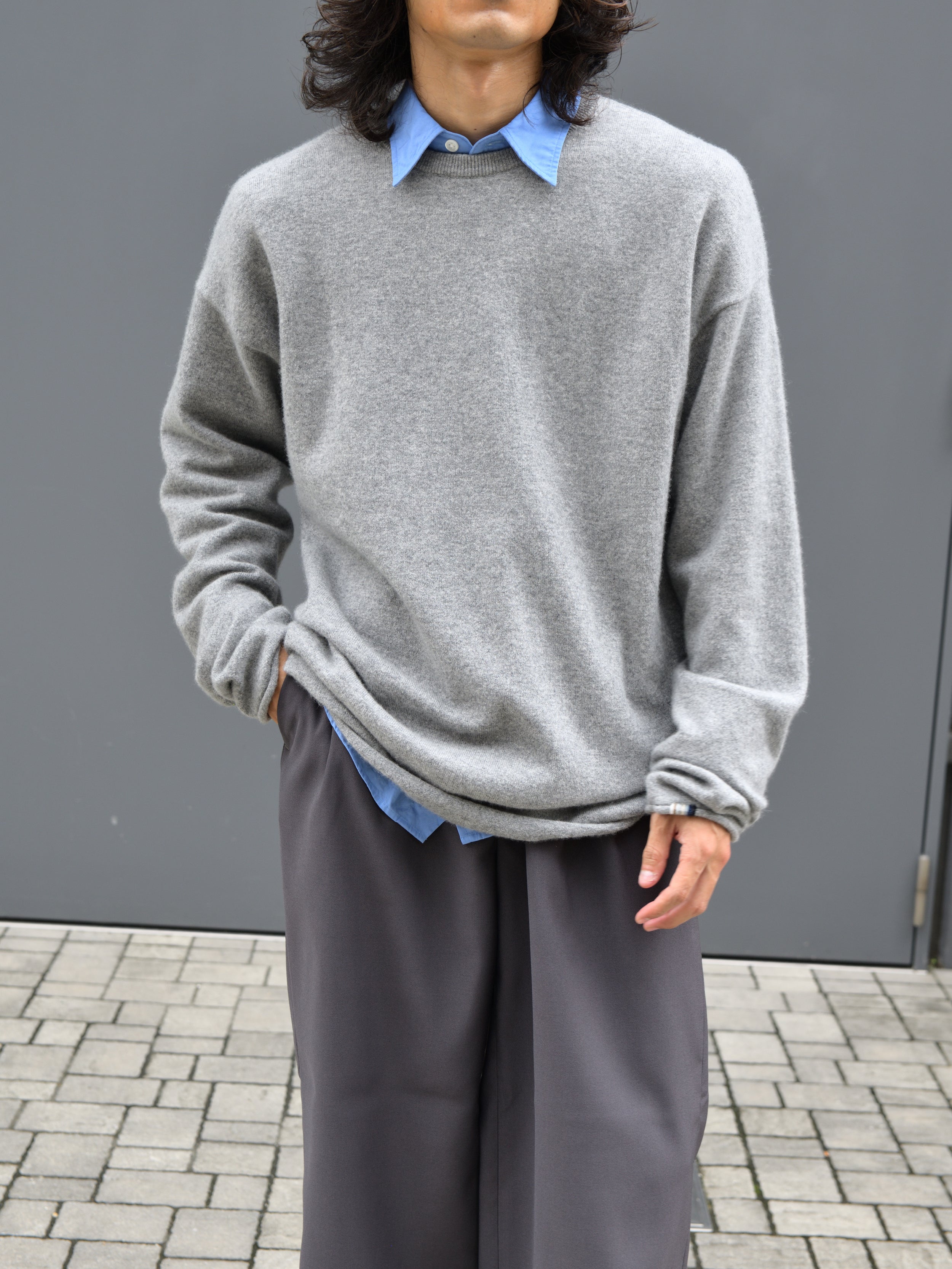 Ernie Palo シルク100% 長袖シャツ グレー 36 Ernie Palo 
