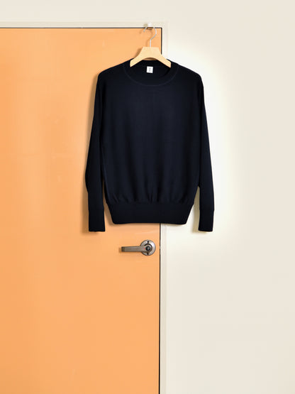 MEIAS メイアス SILK SMOOTH SWEAT PULLOVER NAVY ネイビー シルク ニットスウェット リバースウィーブ クルーネック 26FW 日本取り扱い 名古屋 丸の内 セレクトショップ THIRD PLACE サードプレイス