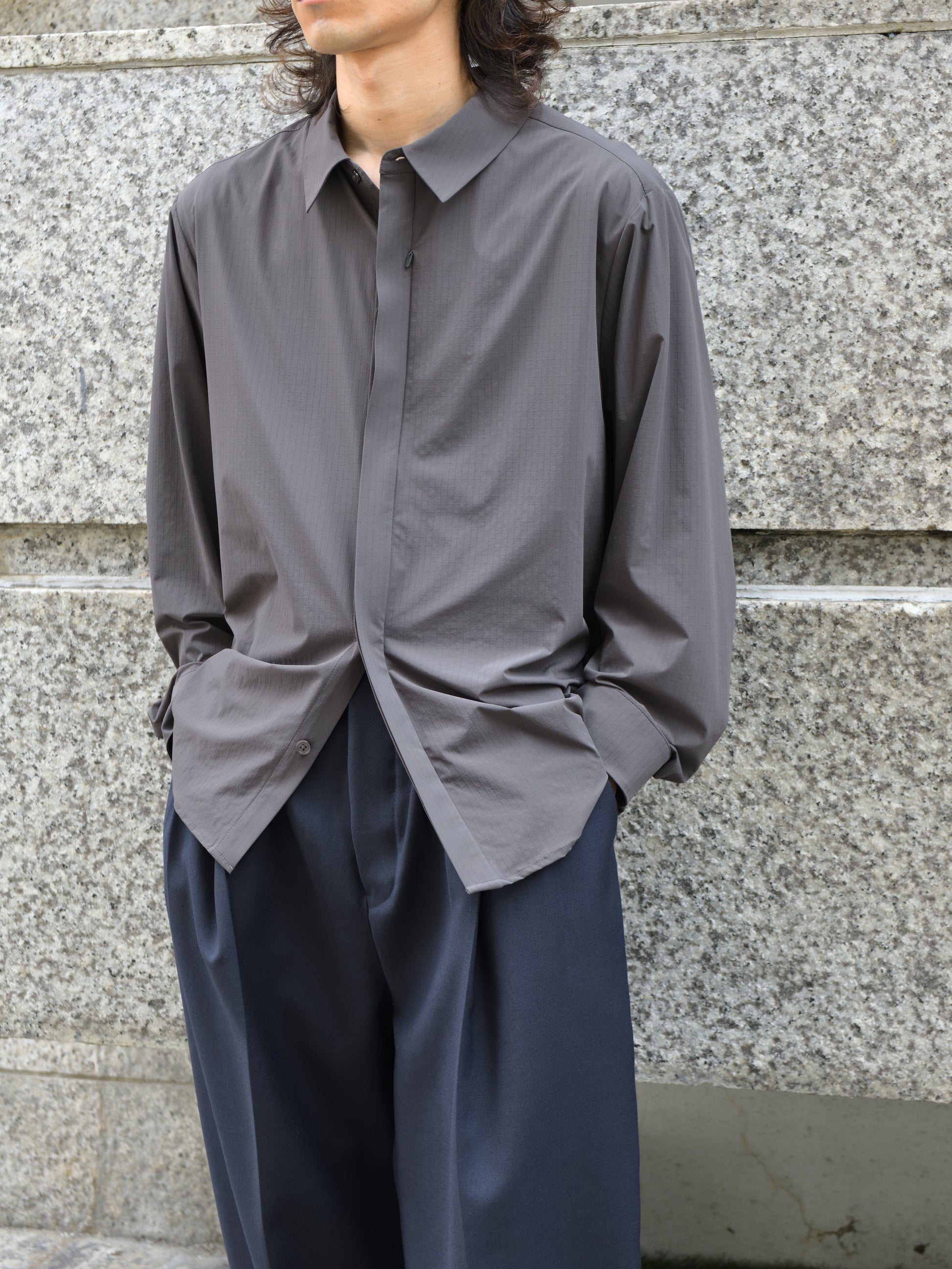 HIKING PATROL ハイキングパトロール SS26108 ALIGN BUTTON UP SHIRT チャコール ブラック ナイロンジャケット 北欧 ノルウェー アウトドア 都会 26SS 愛知県 名古屋 丸の内 セレクトショップ THIRD PLACE サードプレイス