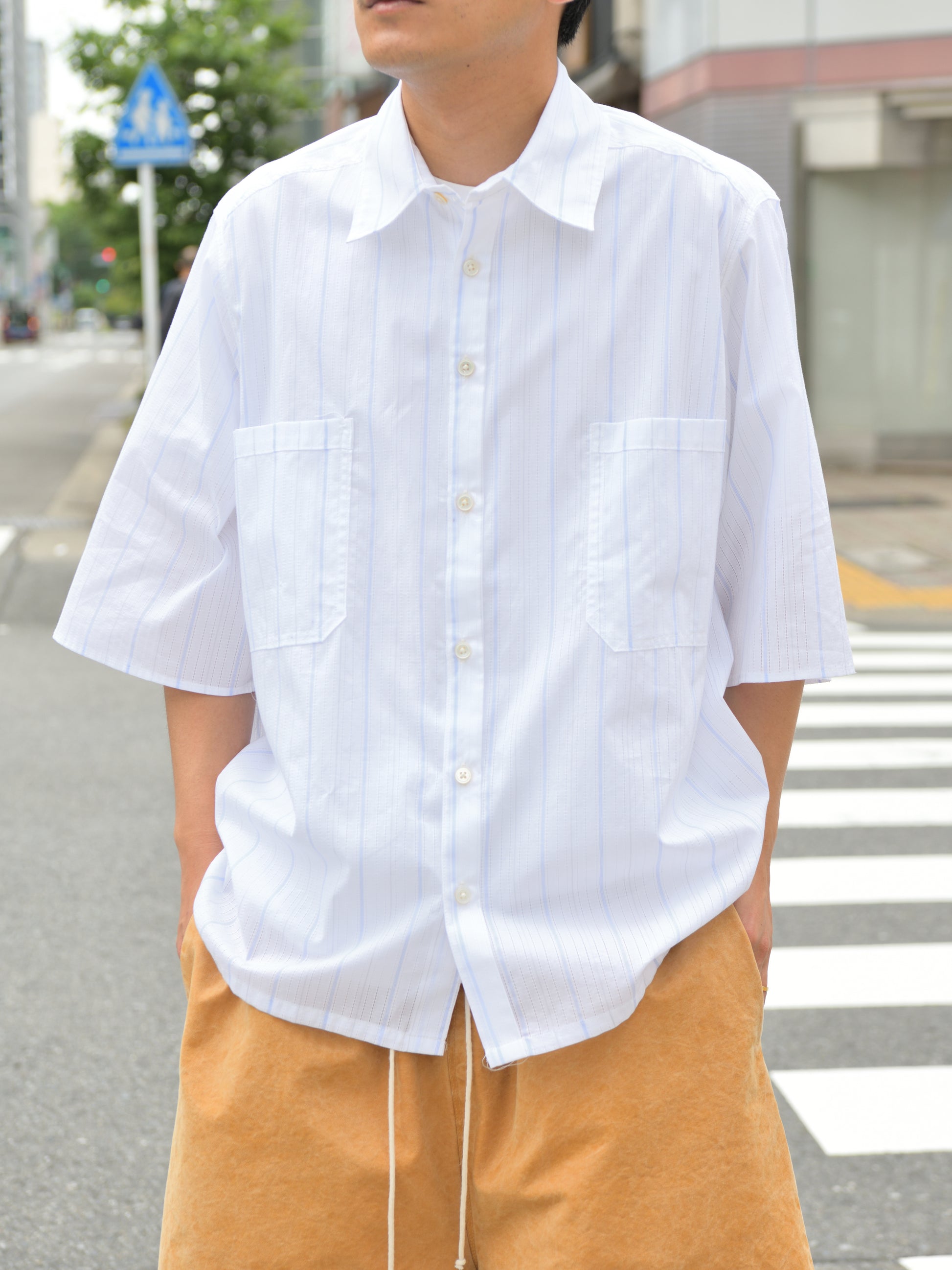CAMIEL FORTGENS カミエルフォートヘンス BOXY SHIRT CF.21.04.01.02 ストライプ コットン オランダ 夏 春 秋 ベージュ ナチュラル 愛知県 名古屋 丸の内 セレクトショップ THIRD PLACE サードプレイス