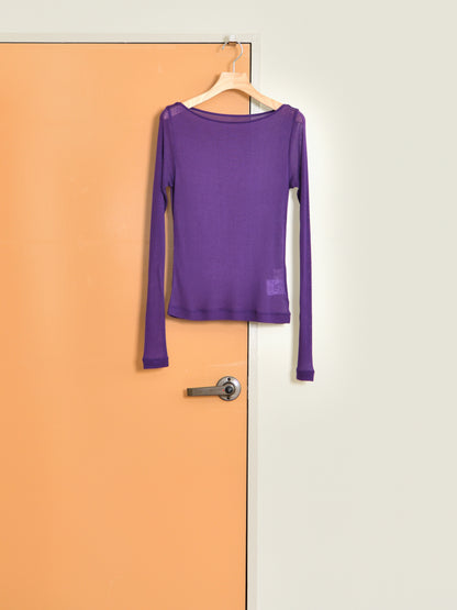 Ernie Palo アーニーパロ Sheer Rib Boat Neck T-shirt PURPLE EP12FCT03 リブTシャツ リブニット パープル シアー テンセル カシミア シルク 26AW 愛知県 名古屋 丸の内 セレクトショップ THIRD PLACE サードプレイス