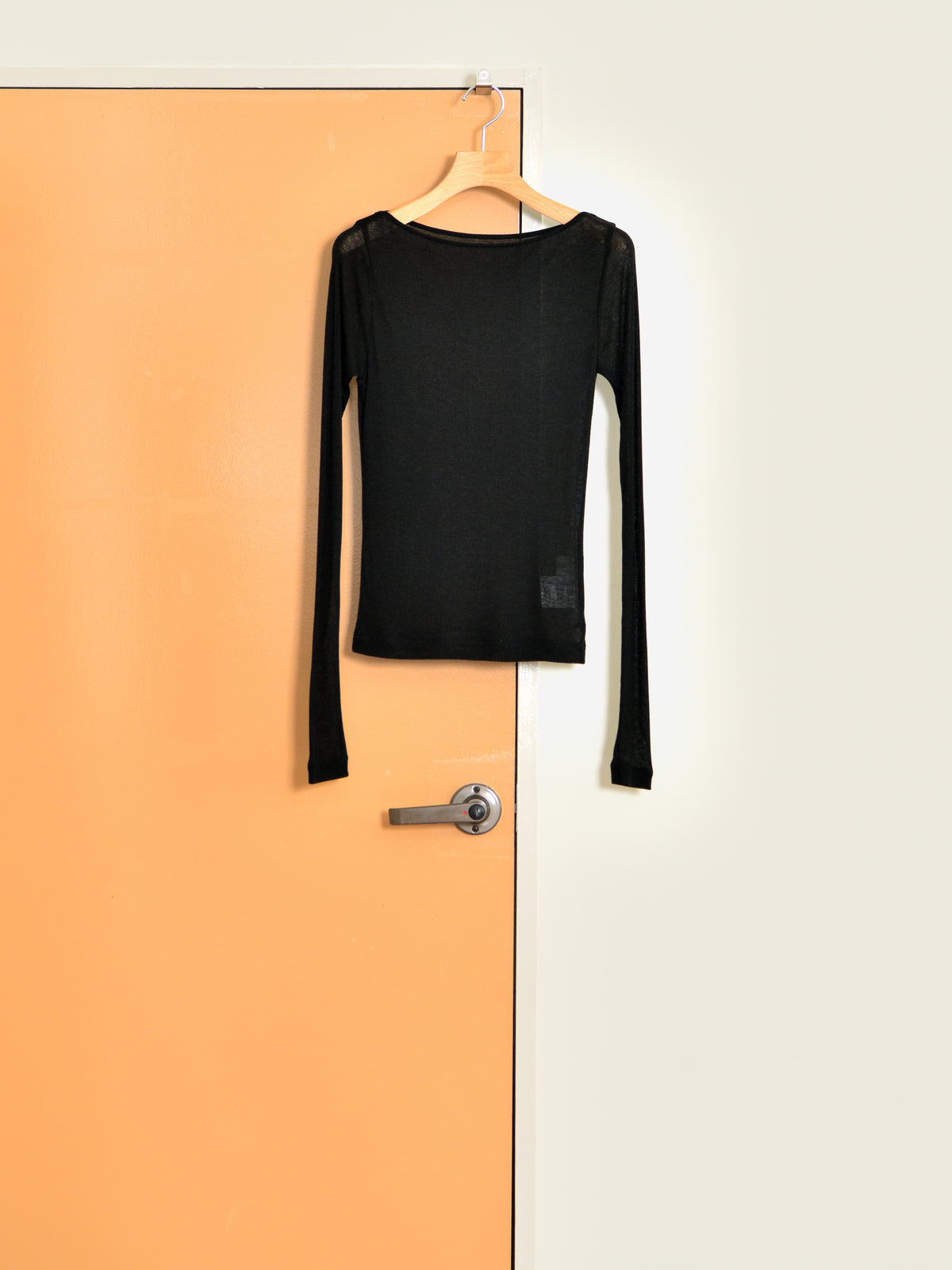 Ernie Palo アーニーパロ Sheer Rib Boat Neck T-shirt BLACK EP12FCT03 リブTシャツ リブニット ブラック 黒 シアー テンセル カシミア シルク 26AW 愛知県 名古屋 丸の内 セレクトショップ THIRD PLACE サードプレイス