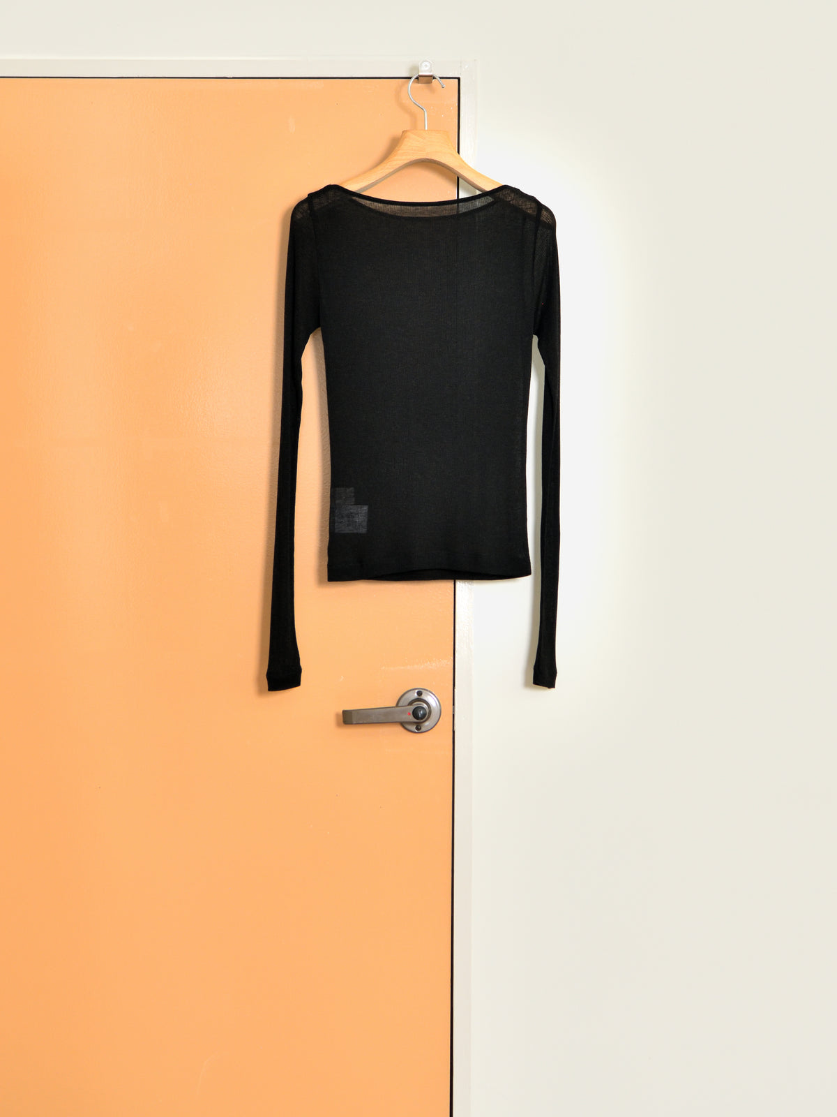 Ernie Palo アーニーパロ Sheer Rib Boat Neck T-shirt BLACK EP12FCT03 リブTシャツ リブニット ブラック 黒 シアー テンセル カシミア シルク 26AW 愛知県 名古屋 丸の内 セレクトショップ THIRD PLACE サードプレイス