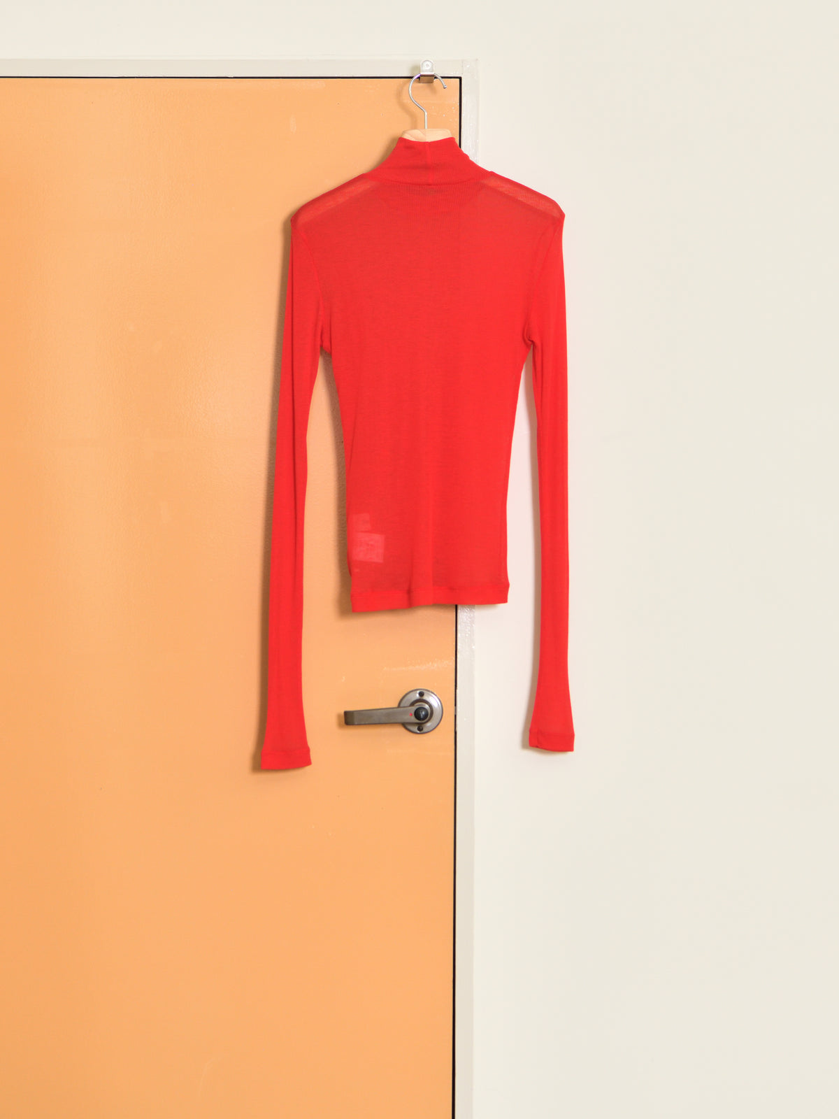 Ernie Palo アーニーパロ Sheer Rib Turtle Neck L/S T-shirt RED EP12FCT02 リブTシャツ リブニット 赤 レッド シアー タートル テンセル カシミア シルク 26AW 愛知県 名古屋 丸の内 セレクトショップ THIRD PLACE サードプレイス