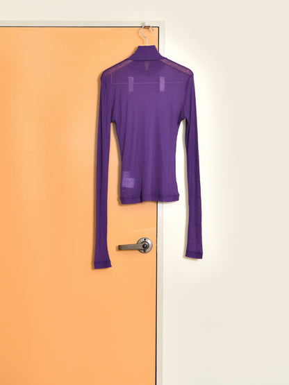 Ernie Palo アーニーパロ Sheer Rib Turtle Neck L/S T-shirt PUPLE EP12FCT02 リブTシャツ リブニット パープル 紫 シアー タートル テンセル カシミア シルク 26AW 愛知県 名古屋 丸の内 セレクトショップ THIRD PLACE サードプレイス