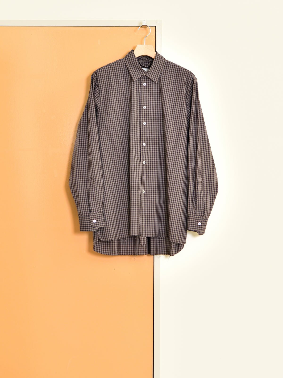 CAMIEL FORTGENS カミエルフォートヘンス BIG SHIRT BROWN CHECK ブラウン チェック CF.22.04.03.04 シャツ 定番 コットン オランダ 26aw 春夏 日本取り扱い 名古屋 丸の内 セレクトショップ THIRD PLACE サードプレイス